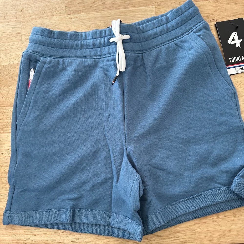 NWT Four‎ Laps Shorts Women's S Steel Blue Athletic Fit Rush Short French Terry
